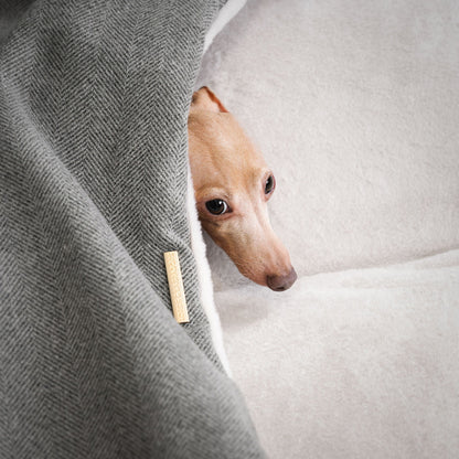 Discover The Perfect Burrow For Your Pet, Our Stunning Sleepy Burrow Dog Beds In Pewter Herringbone Is The Perfect Bed Choice For Your Pet, Available Now at Lords & Labradors