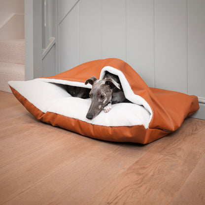  Discover The Perfect Burrow For Your Pet, Our Stunning Sleepy Burrow Dog Beds In Ember Rhino Faux Leather Is The Perfect Bed Choice For Your Pet, Available Now at Lords & Labradors