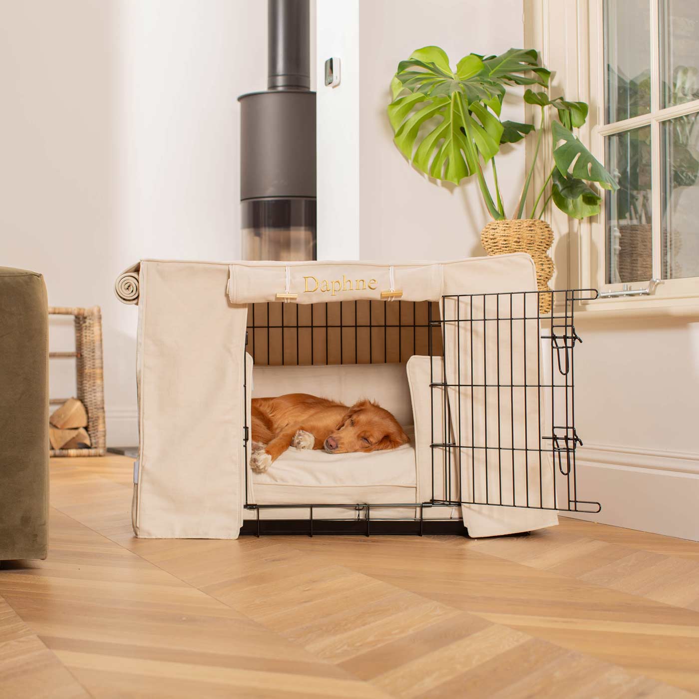 Luxury Heavy Duty Dog Crate, In Stunning Savanna Bone Crate Set, The Perfect Dog Crate Set For Building The Ultimate Pet Den! Dog Crate Cover Available To Personalise at Lords & Labradors