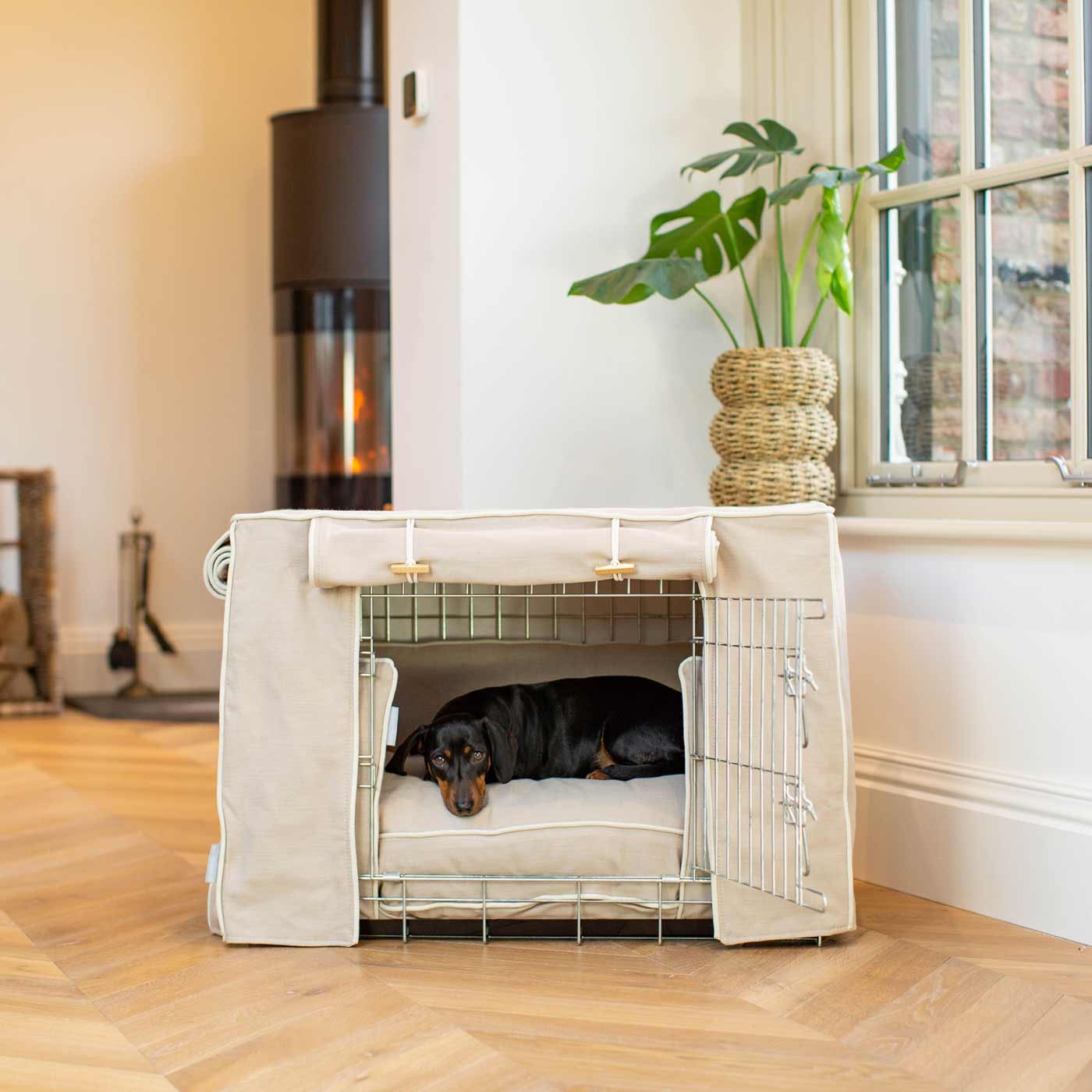 Luxury Heavy Duty Dog Crate, In Stunning Savanna Oatmeal Crate Set, The Perfect Dog Crate Set For Building The Ultimate Pet Den! Dog Crate Cover Available To Personalise at Lords & Labradors