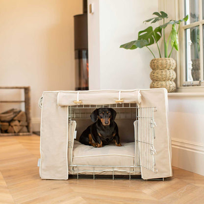 Luxury Heavy Duty Dog Crate, In Stunning Savanna Oatmeal Crate Set, The Perfect Dog Crate Set For Building The Ultimate Pet Den! Dog Crate Cover Available To Personalise at Lords & Labradors