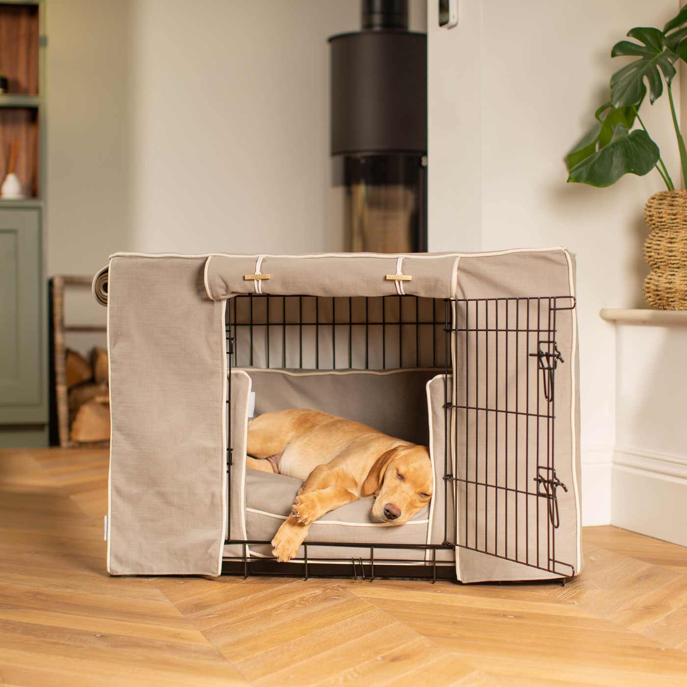 Luxury Heavy Duty Dog Crate, In Stunning Savanna Stone Crate Set, The Perfect Dog Crate Set For Building The Ultimate Pet Den! Dog Crate Cover Available To Personalise at Lords & Labradors