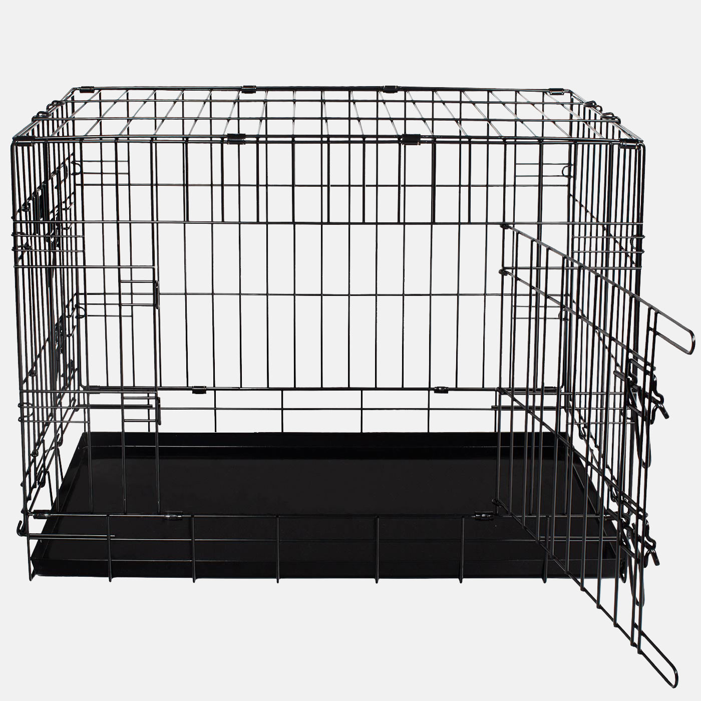 Discover the perfect deluxe heavy duty black dog crate, featuring two doors for easy access and a removable tray for easy cleaning! The ideal choice to keep new puppies safe, made using pet safe galvanised steel! Available now in 5 sizes and three stunning colours at Lords & Labradors 