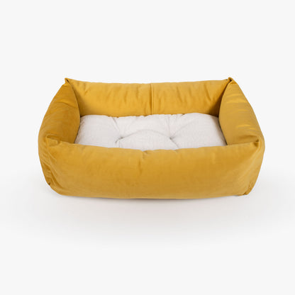 Cosy & Calming Puppy Crate Bed In Saffron Velvet By Lords & Labradors