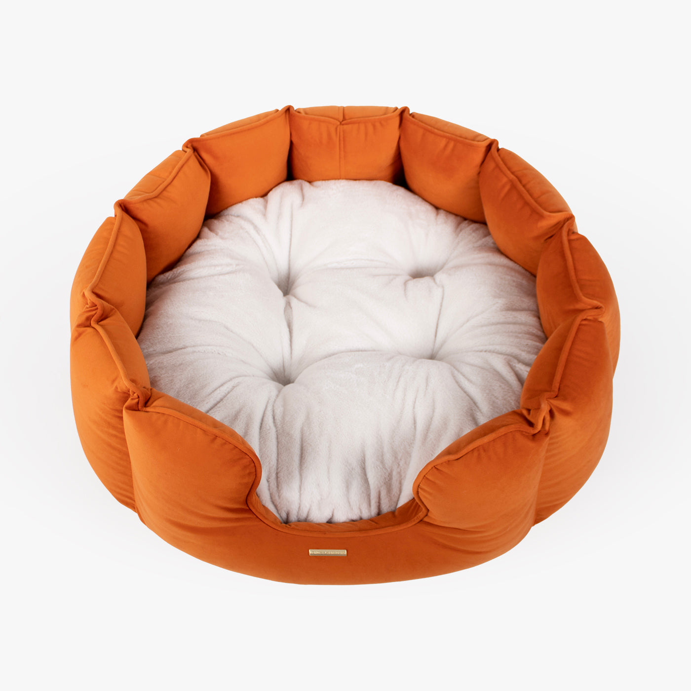 High Wall Bed For Dogs in Pumpkin Velvet By Lords & Labradors