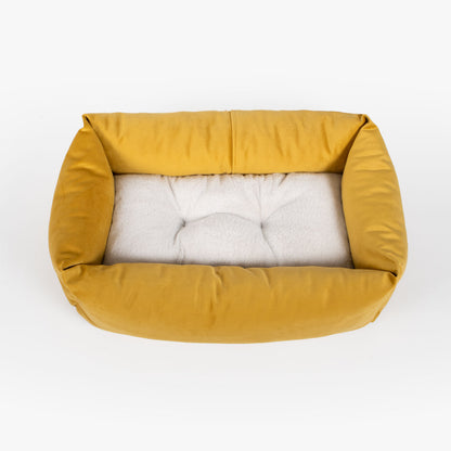 Cosy & Calming Puppy Crate Bed In Saffron Velvet By Lords & Labradors