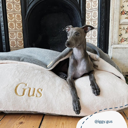 Sleepy Burrows Bed in Pewter Herringbone by Lords & Labradors