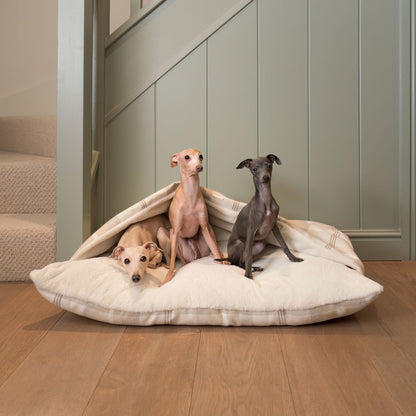 Discover The Perfect Burrow For Your Pet, Our Stunning Sleepy Burrow Dog Beds, In Natural Tweed Available Now at Lords & Labradors