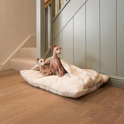 Discover The Perfect Burrow For Your Pet, Our Stunning Sleepy Burrow Dog Beds, In Natural Tweed Available Now at Lords & Labradors