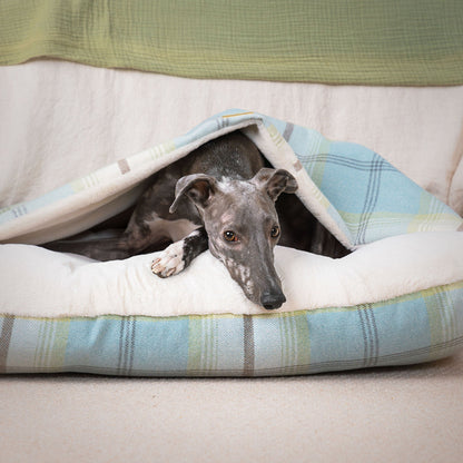 Discover The Perfect Burrow For Your Pet, Our Stunning Sleepy Burrow Dog Beds In Duck Egg Tweed Is The Perfect Bed Choice For Your Pet, Available Now at Lords & Labradors