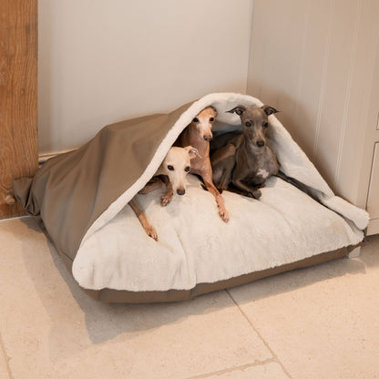 Discover The Perfect Burrow For Your Pet, Our Stunning Sleepy Burrow Dog Beds In Rhino Camel, Is The Perfect Bed Choice For Your Pet, Available Now at Lords & Labradors