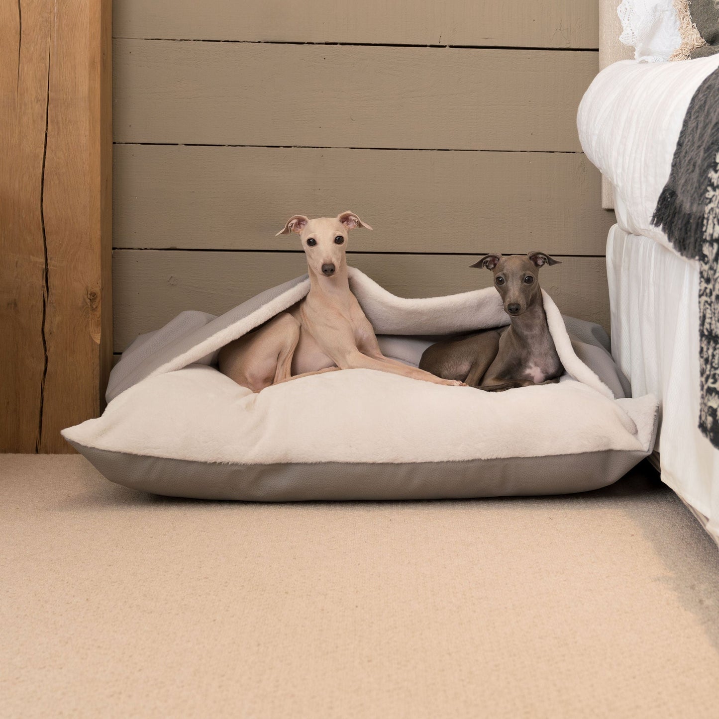 Discover The Perfect Burrow For Your Pet, Our Stunning Sleepy Burrow Dog Beds In Rhino Granite, Is The Perfect Bed Choice For Your Pet, Available Now at Lords & Labradors