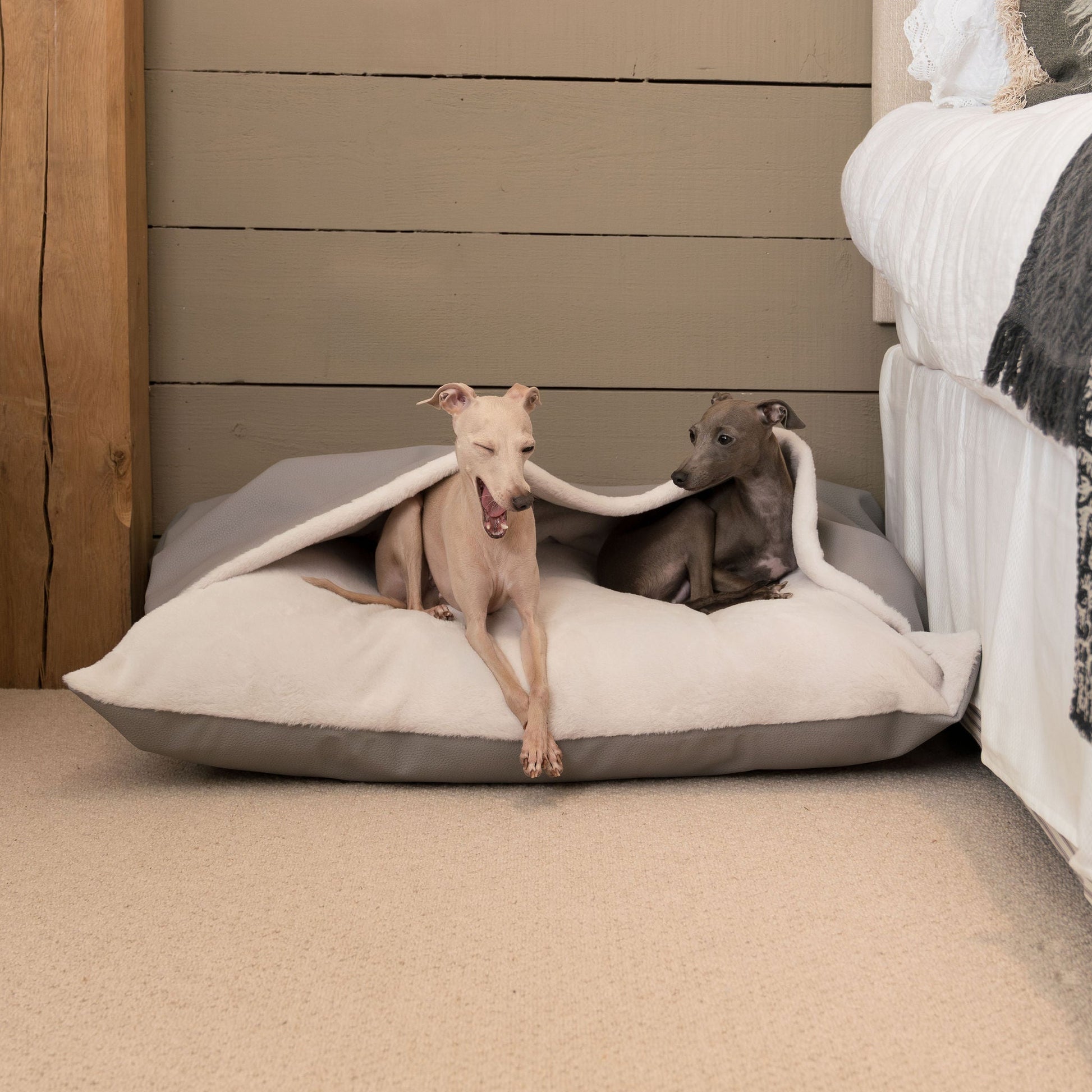 Discover The Perfect Burrow For Your Pet, Our Stunning Sleepy Burrow Dog Beds In Rhino Granite, Is The Perfect Bed Choice For Your Pet, Available Now at Lords & Labradors