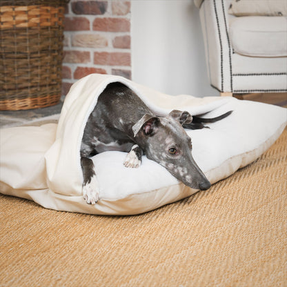 Discover The Perfect Burrow For Your Pet, Our Stunning Sleepy Burrow Dog Beds In Savanna Bone Is The Perfect Bed Choice For Your Pet, Available Now at Lords & Labradors 