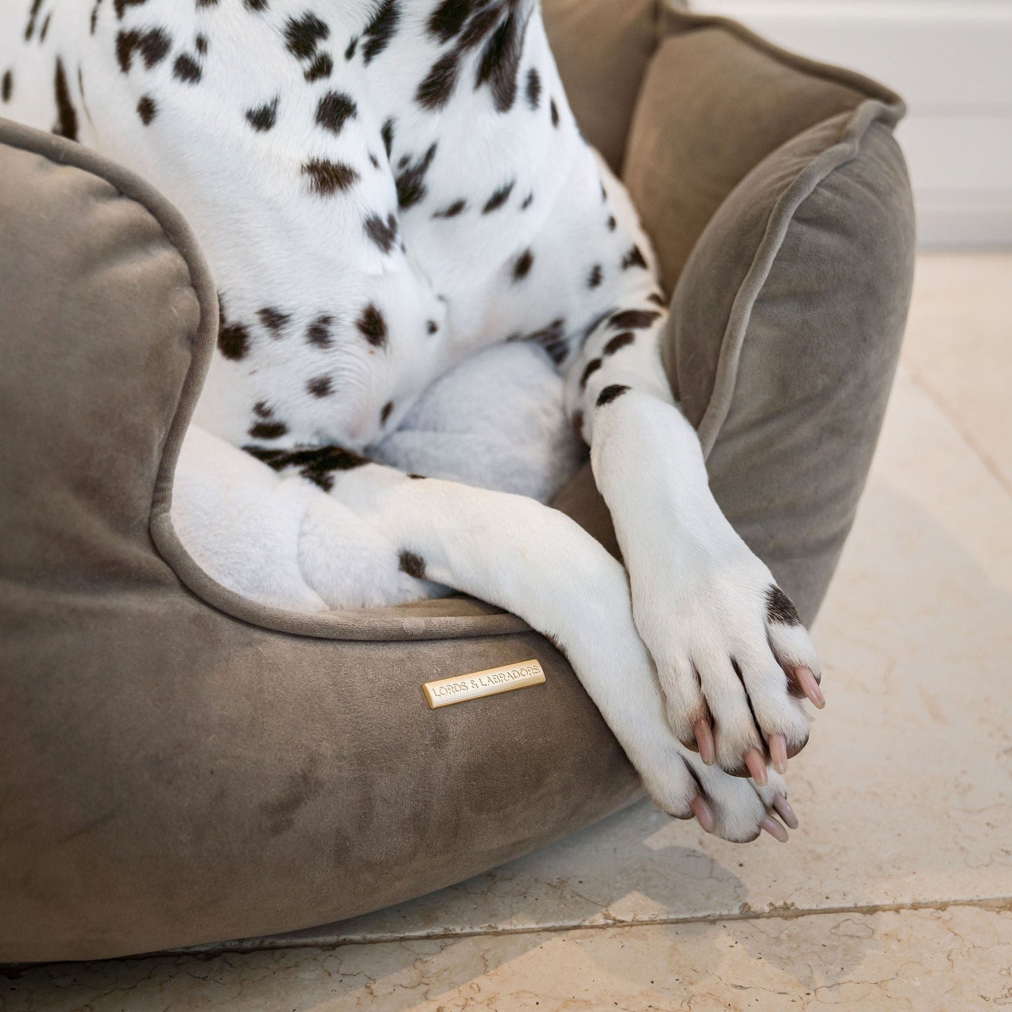 High Wall Bed For Dogs in Clay Velvet By Lords & Labradors