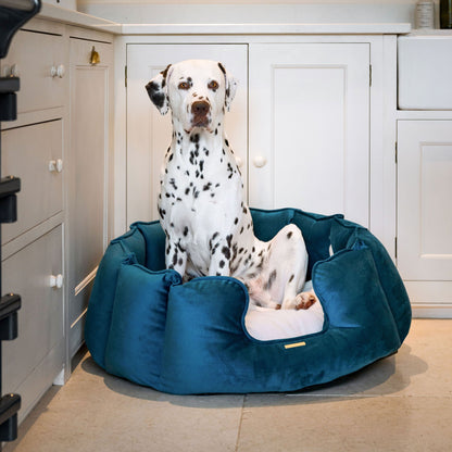 High Wall Bed For Dogs in Marine Velvet By Lords & Labradors