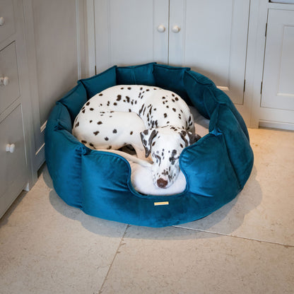 High Wall Bed For Dogs in Marine Velvet By Lords & Labradors