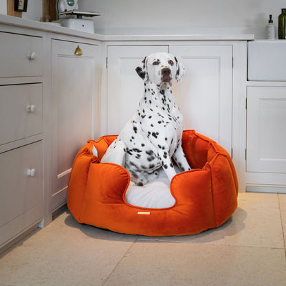 High Wall Bed For Dogs in Pumpkin Velvet By Lords & Labradors