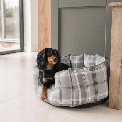 High Wall Bed For Dogs in Balmoral Dove Grey Tweed by Lords & Labradors