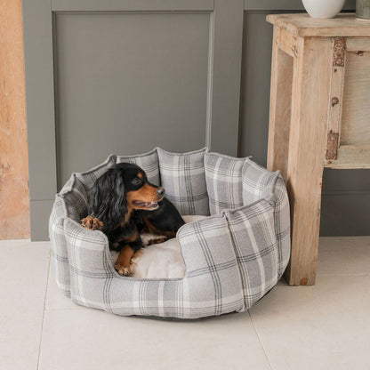 High Wall Bed For Dogs in Balmoral Dove Grey Tweed by Lords & Labradors