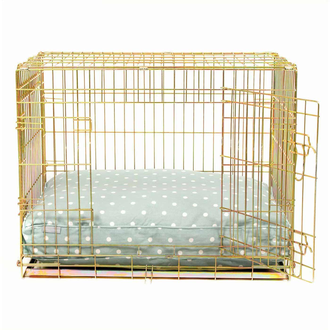 Luxury Dog Crate Cushion, Duck Egg Spot Crate Cushion The Perfect Dog Crate Accessory, Available To Personalise Now at Lords & Labradors