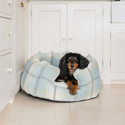 High Wall Bed For Dogs in Balmoral Duck Egg Tweed by Lords & Labradors