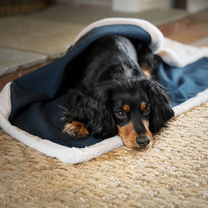 Present your furry friend with our luxuriously thick, plush blanket for your pet. Featuring a reverse side with hardwearing woven fabric handmade in Italy for the perfect high-quality pet blanket! Essentials Twill Blanket In Denim, Available now at Lords & Labradors    