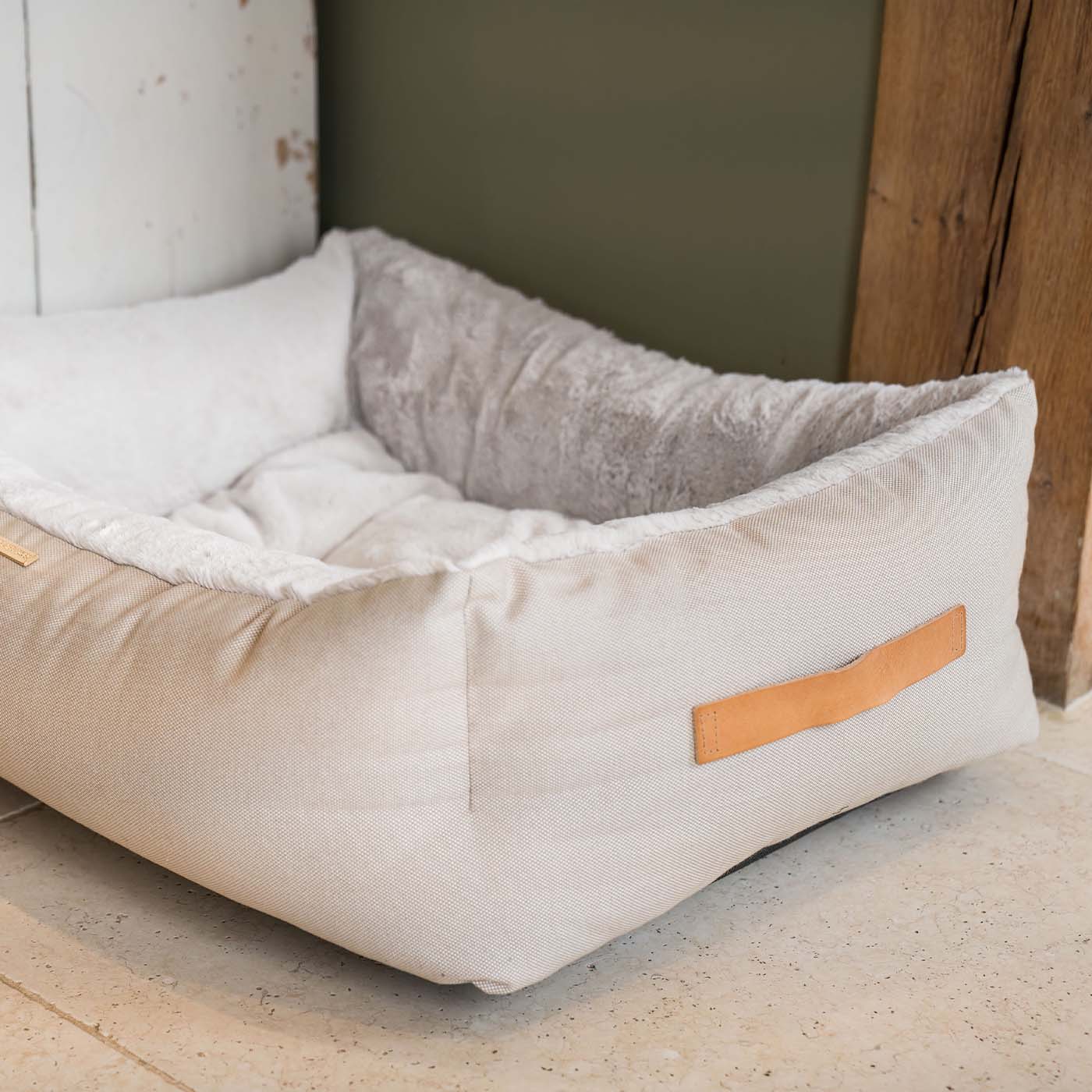 Discover This Luxurious Box Bed For Dogs, Made Using Beautiful Twill Fabric To Craft The Perfect Dog Box Bed! In Stunning Cream Linen, Available Now at Lords & Labradors    