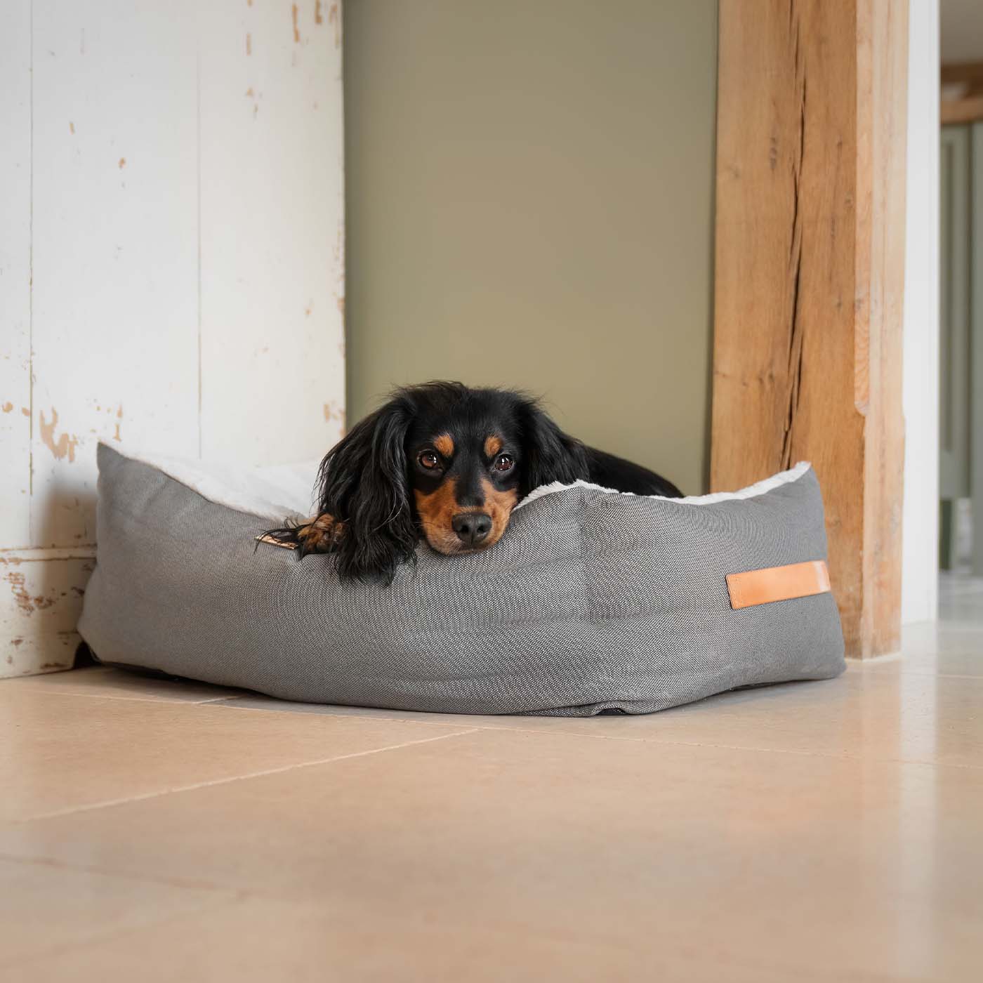 Discover This Luxurious Box Bed For Dogs, Made Using Beautiful Twill Fabric To Craft The Perfect Dog Box Bed! In Stunning Grey Slate, Available Now at Lords & Labradors    