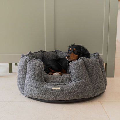 High Wall Bed For Dogs in Granite Bouclé by Lords & Labradors