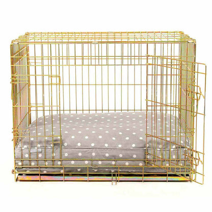 Luxury Dog Crate Cushion, Grey Spot Crate Cushion The Perfect Dog Crate Accessory, Available To Personalise Now at Lords & Labradors