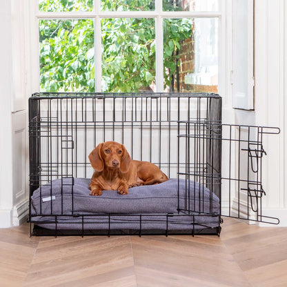 Luxury Dog Crate Cushion, Oxford Herringbone Tweed Crate Cushion The Perfect Dog Crate Accessory, Available To Personalise Now at Lords & Labradors