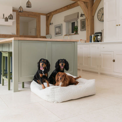 Box Bed For Dogs in Ivory Bouclé by Lords & Labradors