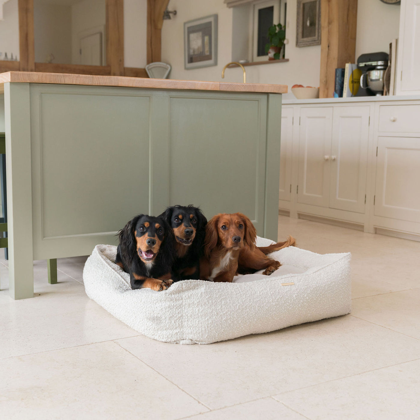 Box Bed For Dogs in Ivory Bouclé by Lords & Labradors