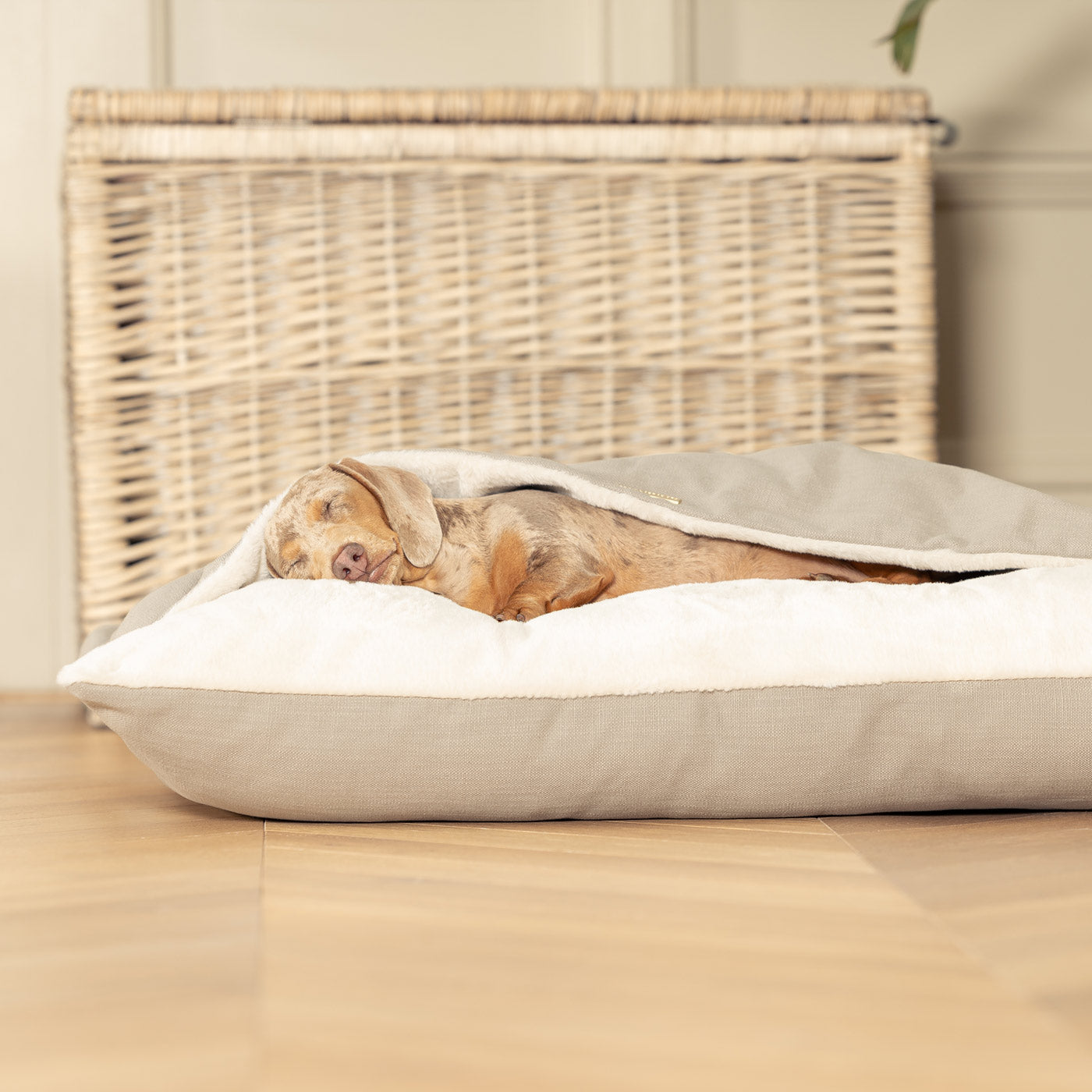 Luxury Savanna Sleepy Burrow, The Perfect bed For a Pet to Burrow. Available To Personalise In Stunning Savanna Stone, Here at Lords & Labradors