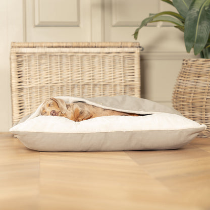 Luxury Savanna Sleepy Burrow, The Perfect bed For a Pet to Burrow. Available To Personalise In Stunning Savanna Stone, Here at Lords & Labradors