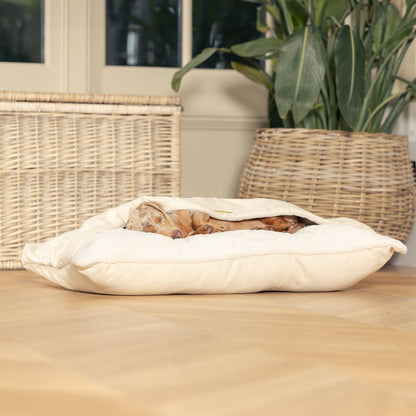 Discover The Perfect Burrow For Your Pet, Our Stunning Sleepy Burrow Dog Beds In Savanna Bone Is The Perfect Bed Choice For Your Pet, Available Now at Lords & Labradors 