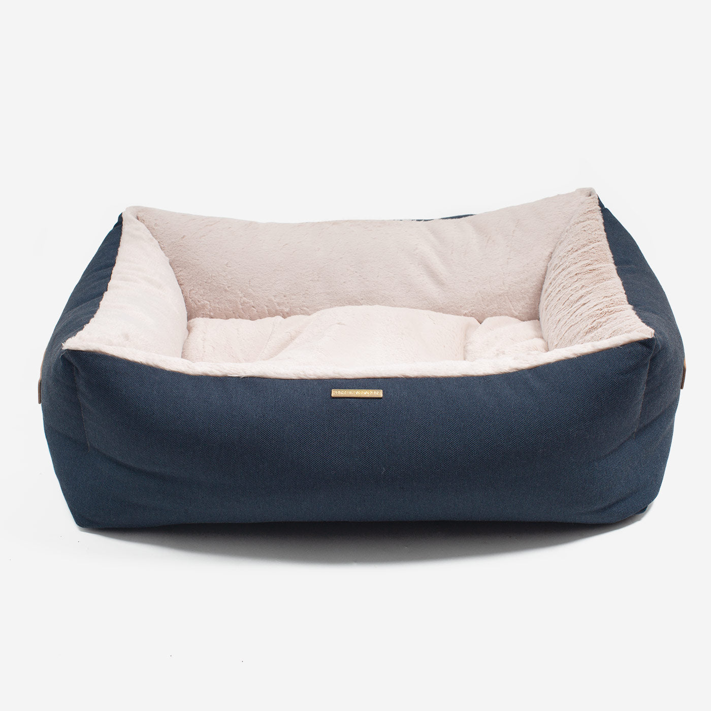 Discover This Luxurious Box Bed For Dogs, Made Using Beautiful Twill Fabric To Craft The Perfect Dog Box Bed! In Stunning Navy Denim, Available Now at Lords & Labradors    