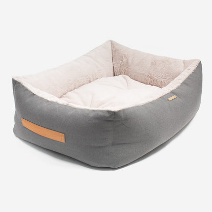 Discover This Luxurious Box Bed For Dogs, Made Using Beautiful Twill Fabric To Craft The Perfect Dog Box Bed! In Stunning Grey Slate, Available Now at Lords & Labradors    