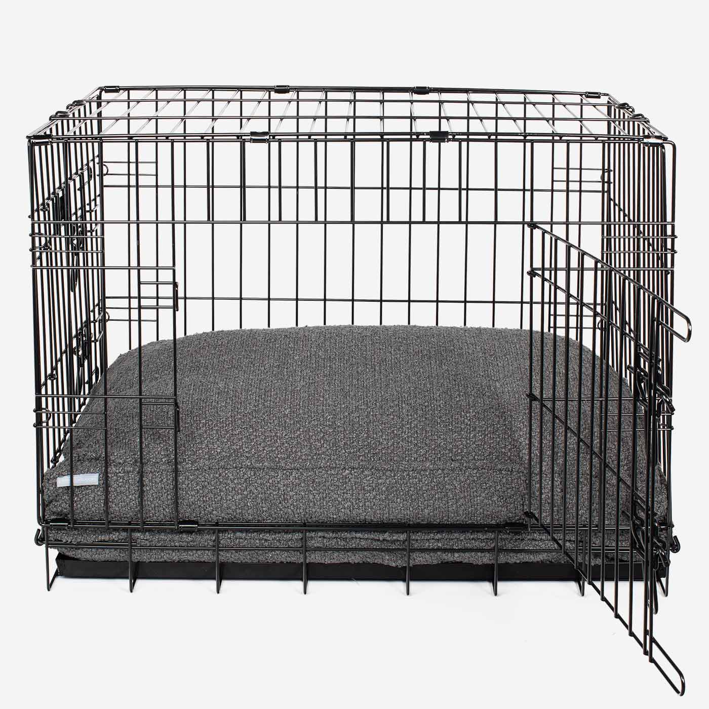 Luxury Dog Crate Cushion, Granite Bouclé Crate Cushion The Perfect Dog Crate Accessory, Available To Personalise Now at Lords & Labradors