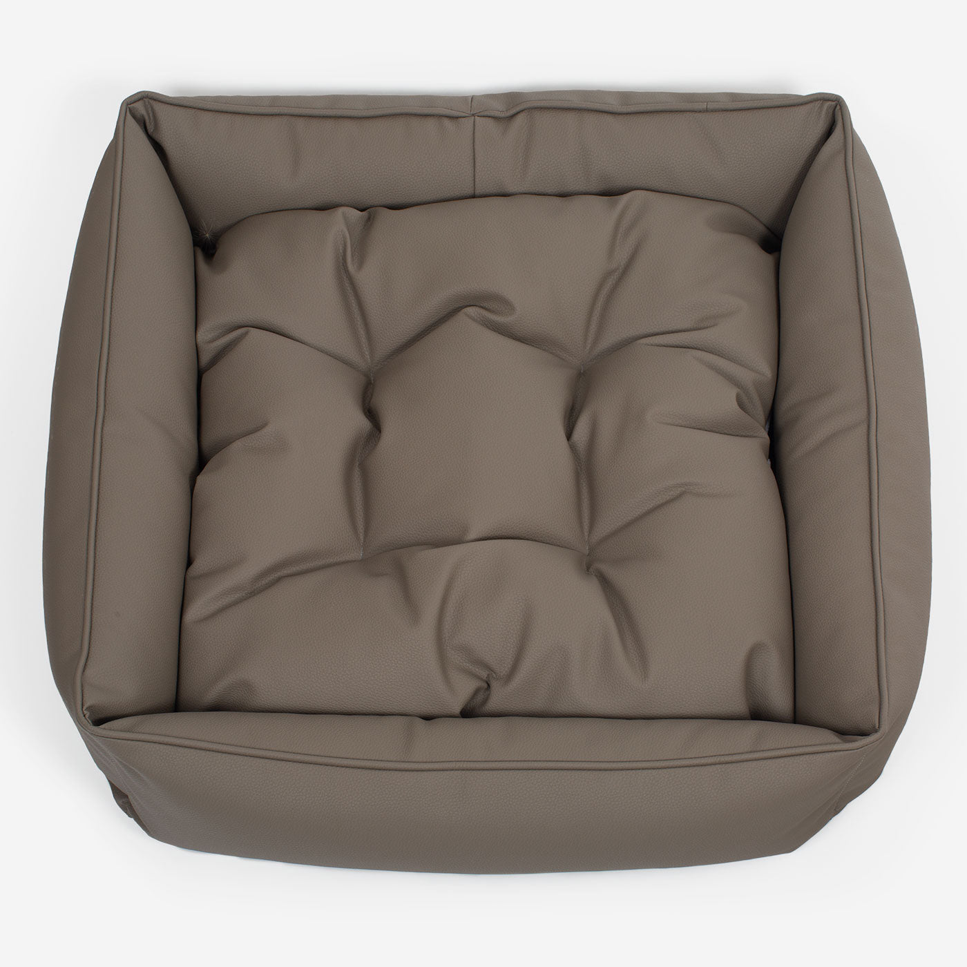 [color:camel] Luxury Handmade Box Bed in Rhino Tough Faux Leather, in Camel, Perfect For Your Pets Nap Time! Available To Personalise at Lords & Labradors