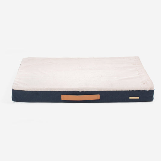 Discover the perfect dog mattress, our luxury essentials twill Orthopaedic mattress in stunning navy denim. Present to your furry friend with this Italian handmade mattress for dogs, available now at Lords & Labradors  