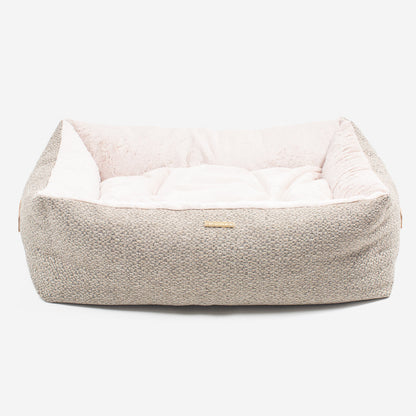 Discover This Luxurious Box Bed For Dogs, Made Using Beautiful Herdwick Fabric To Craft The Perfect Dog Box Bed! In Stunning Pebble, Available Now at Lords & Labradors 