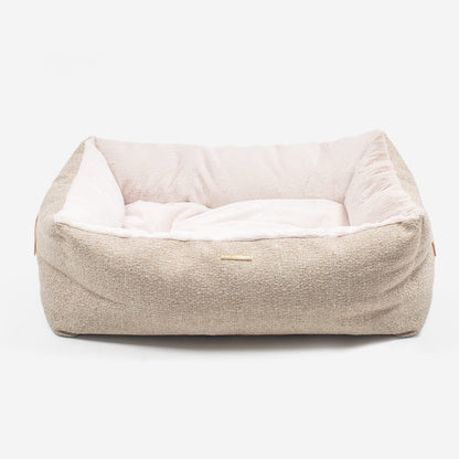 Discover This Luxurious Box Bed For Dogs, Made Using Beautiful Herdwick Fabric To Craft The Perfect Dog Box Bed! In Stunning Sandstone, Available Now at Lords & Labradors    