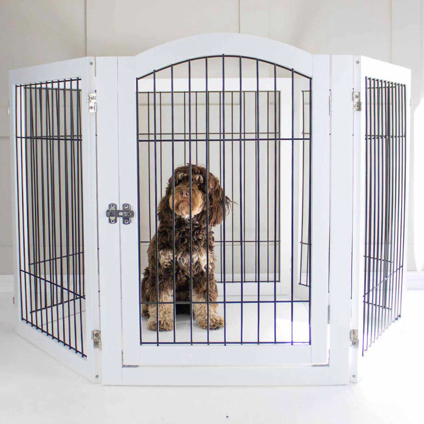 [color:white] Ensure The Ultimate Puppy Safety with Our Heavy Duty Wooden Puppy Play Pen in Grey or white, Crafted to Take Your Pet Right Through Maturity! Powder Coated to Be Extra Hardwearing! 6 panels that are 80.5cm high! Available To Now at Lords & Labradors