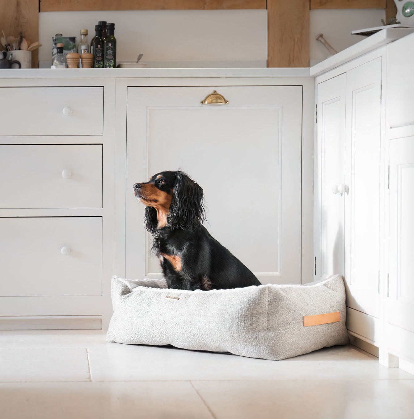 Discover This Luxurious Box Bed For Dogs, Made Using Beautiful Herdwick Fabric To Craft The Perfect Dog Box Bed! In Stunning Sandstone, Available Now at Lords & Labradors    