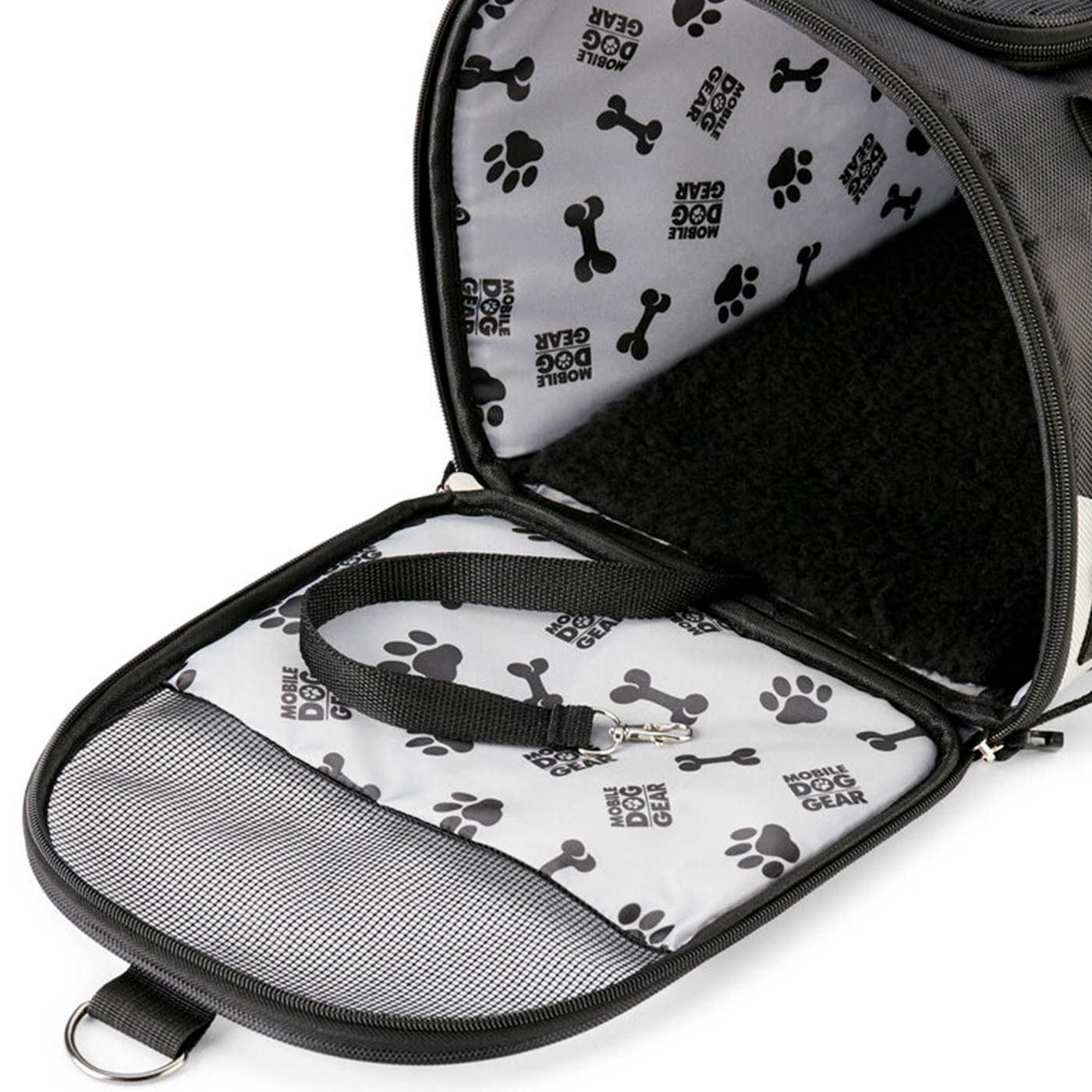 Discover, Mobile Dog Gear Pet Carrier, in Black. The Perfect Away Bag for any Pet Parent, Featuring dividers to stack food and removable padded Bottom. Also Included feeding set, collapsible silicone bowls and placemat! The Perfect Gift For travel, meets airline requirements. Available Now at Lords & Labradors