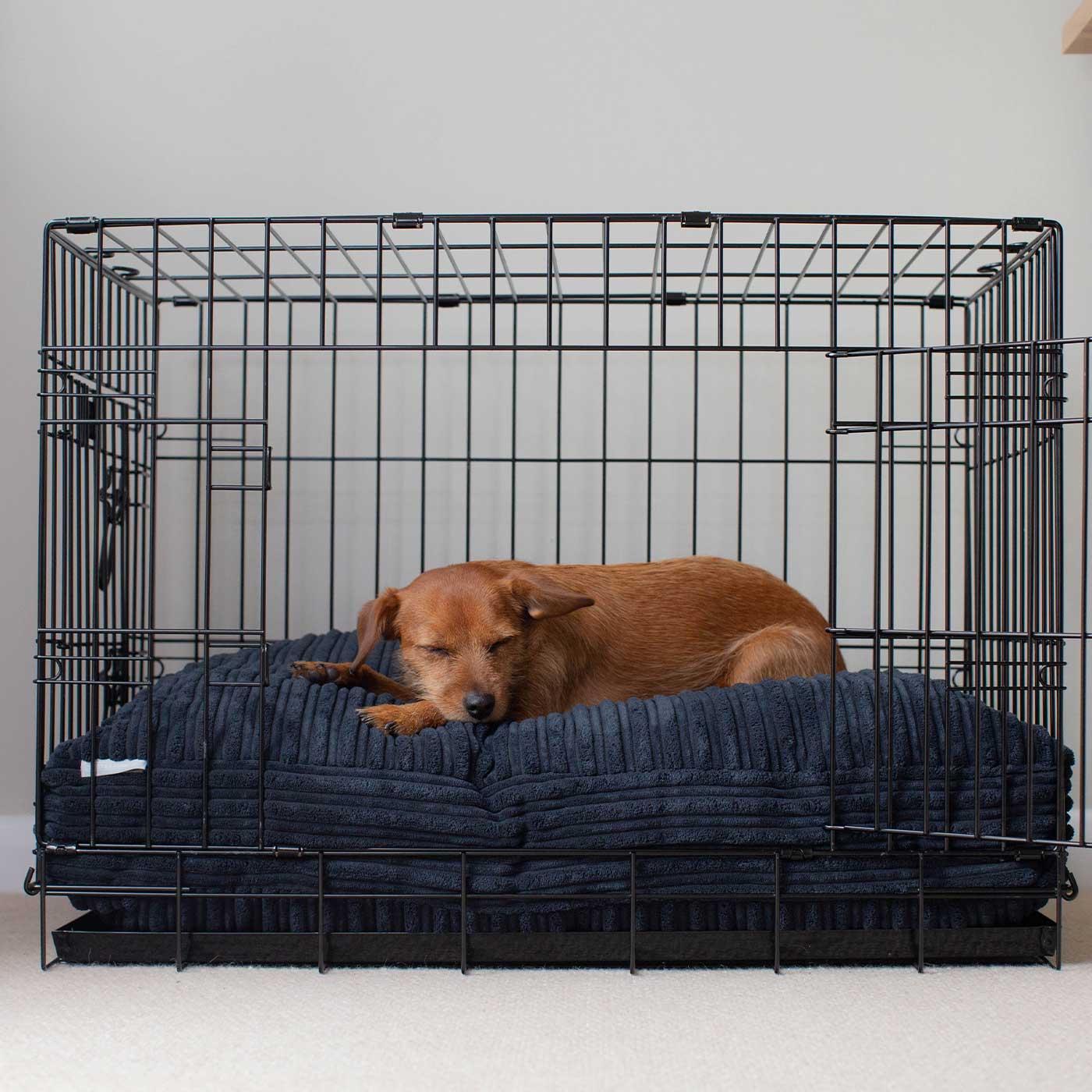 Luxury Dog Crate Cushion, Essentials Plush Cushion in Navy! The Perfect Dog Crate Accessory, Available To Personalise Now at Lords & Labradors