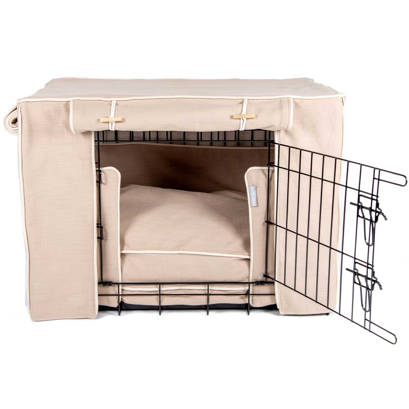 Luxury Heavy Duty Dog Crate, In Stunning Savanna Oatmeal Crate Set, The Perfect Dog Crate Set For Building The Ultimate Pet Den! Dog Crate Cover Available To Personalise at Lords & Labradors