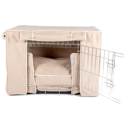 Luxury Heavy Duty Dog Crate, In Stunning Savanna Oatmeal Crate Set, The Perfect Dog Crate Set For Building The Ultimate Pet Den! Dog Crate Cover Available To Personalise at Lords & Labradors